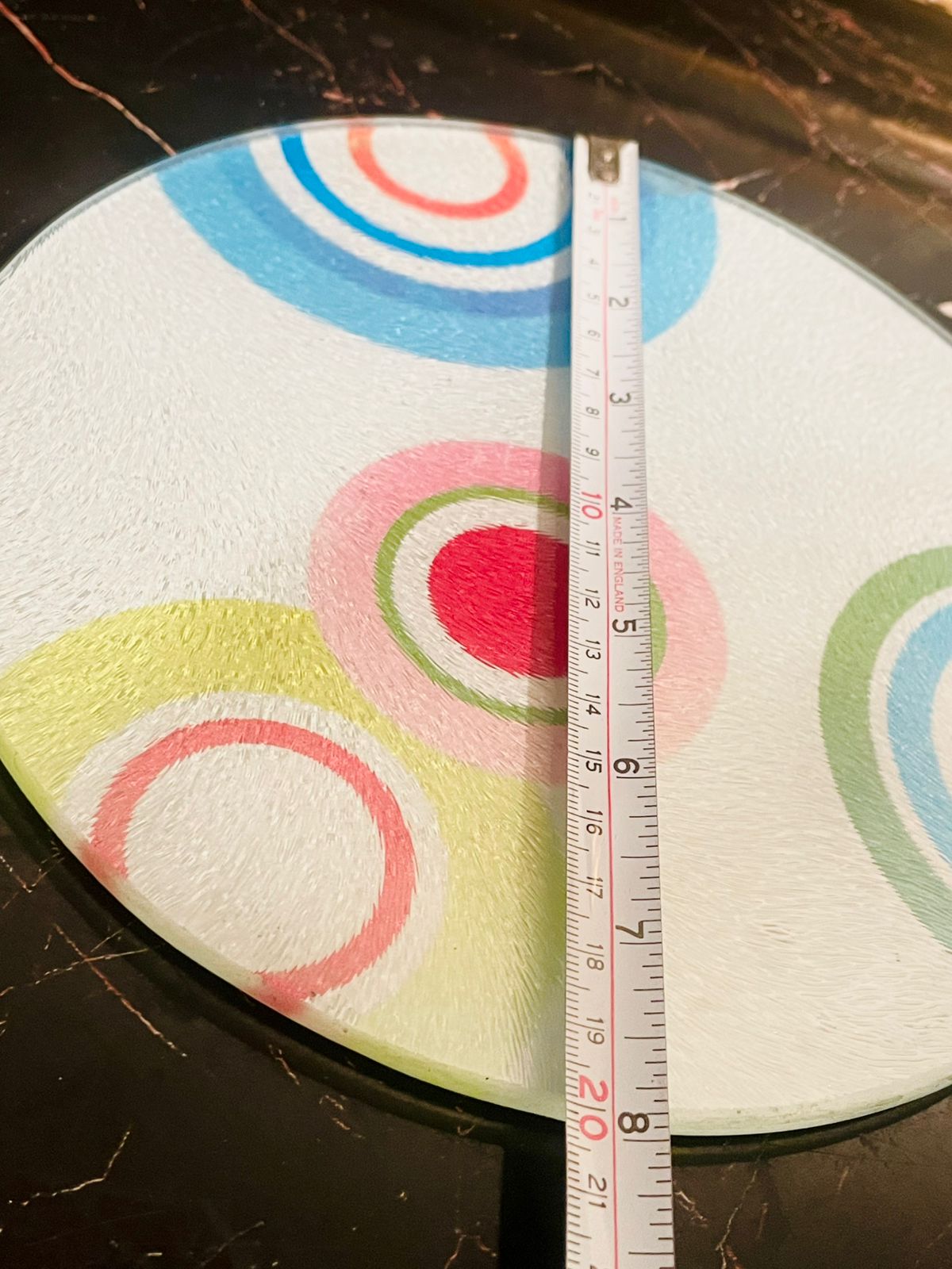 Modern Textured Glass Decor Plate — Multicolor Circle Design