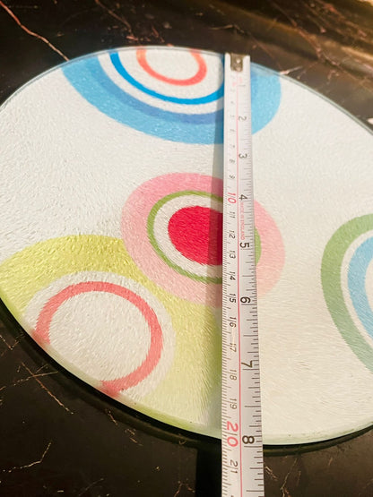 Modern Textured Glass Decor Plate — Multicolor Circle Design