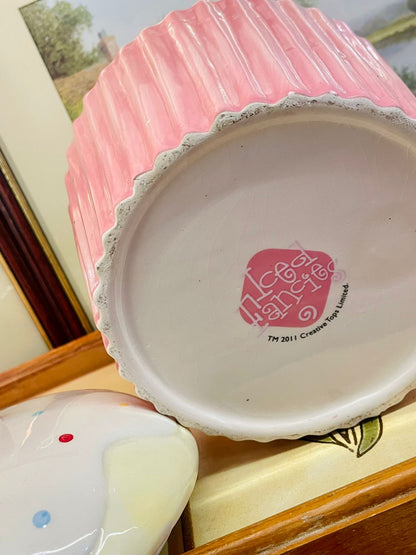 Large Pink Cupcake Ceramic Storage Jar with Cherry Lid – Kitchen Decor