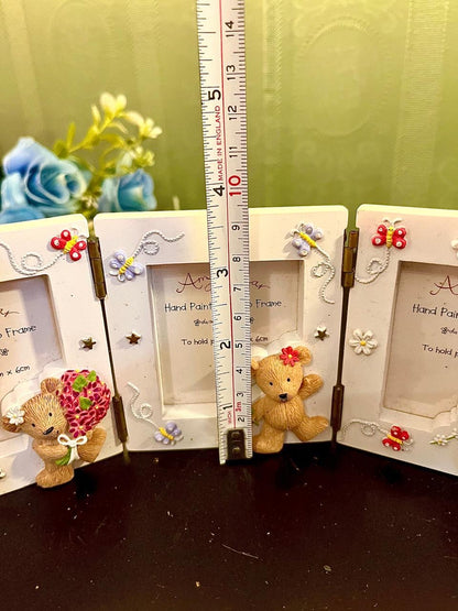 Amy’s Bear Triple Hinged Hand Painted Photo Frame | Holds 5 x 6 cm Photos
