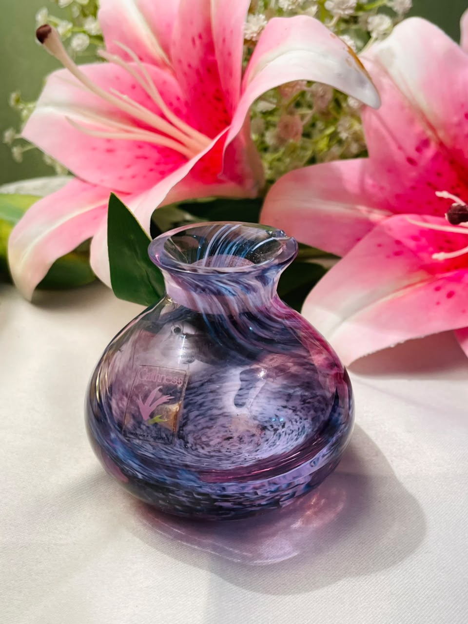 Caithness Purple Swirl Crystal Vase Approx. 8 cm