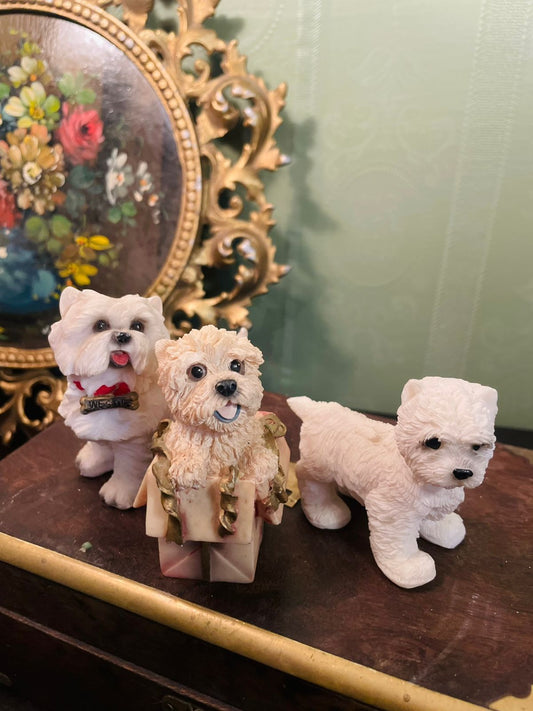 Vintage Set of 3 Small Dog Figurines Home Décor