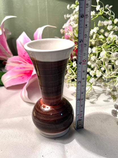 Brown & White Ceramic Bud Vase 5 Inch