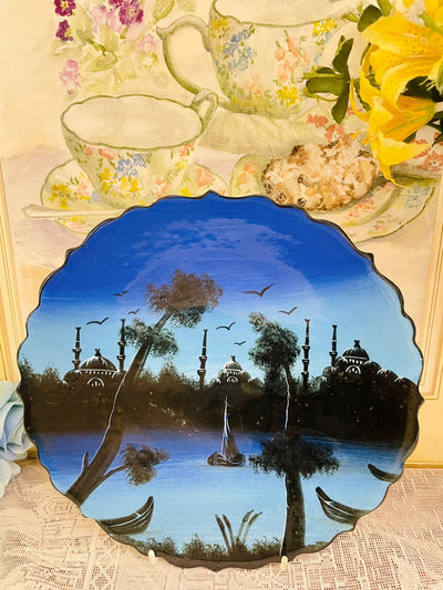 Blue Mosque and Sailboat Decorative Plate – Stunning Hand-Painted Design