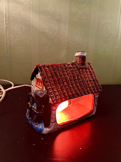 Ceramic Cottage House Night Light 6 Inch