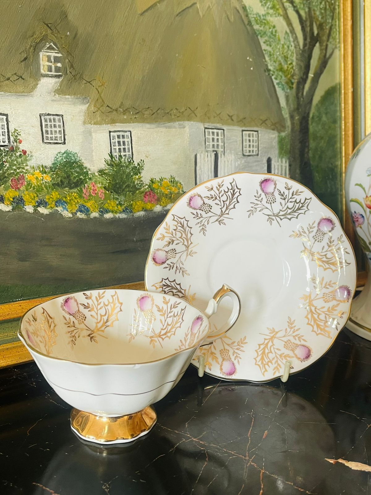 Queen Anne Fine Bone China Floral Cup & Saucer – Made in England