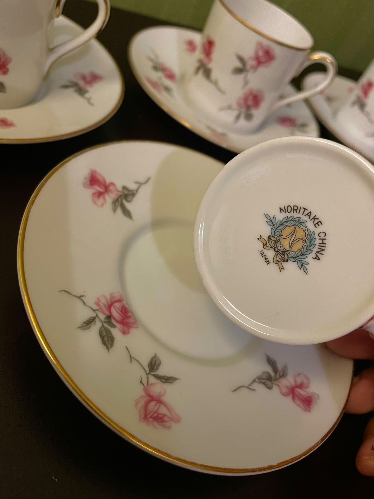 Vintage noritake China Rose Coffeecup & Saucer Set of 5