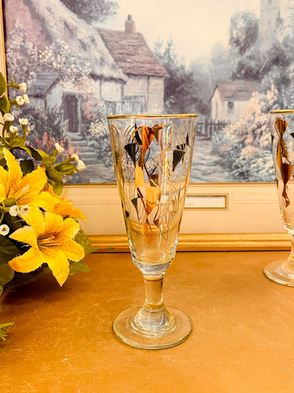 Set of 3 Vintage Gold and Black Cocktail Glasses – Mid Century Barware Glasses