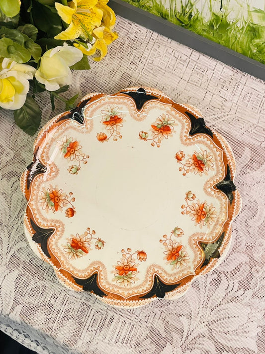 Vintage Floral Scalloped Decorative Plate