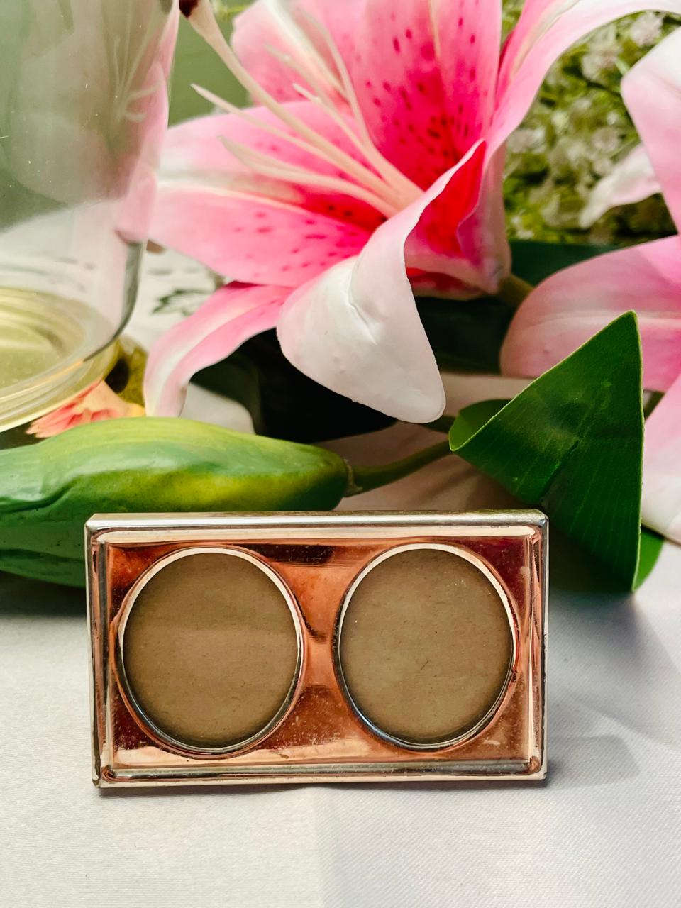 Brass Double Oval Mini Photo Frame Metallic-Tone 8 cm