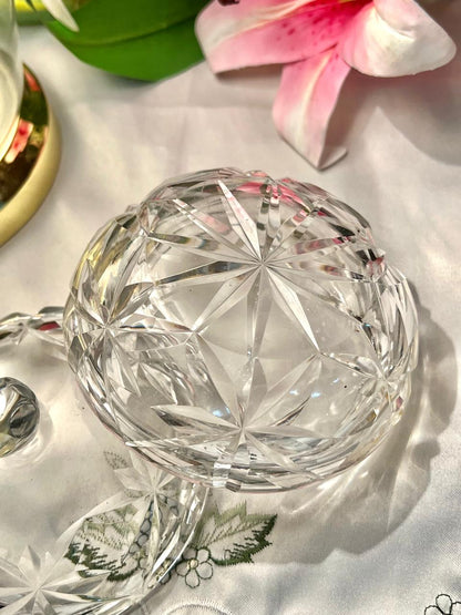 Vintage Clear Crystal Starburst Bowl with lid – 5 Inch