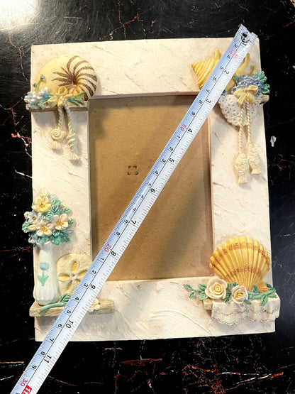 Vintage Coastal Shell Photo Frame Shabby Chic Decor