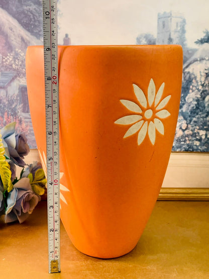 Orange Ceramic Vase Floral Design Modern Home Decor
