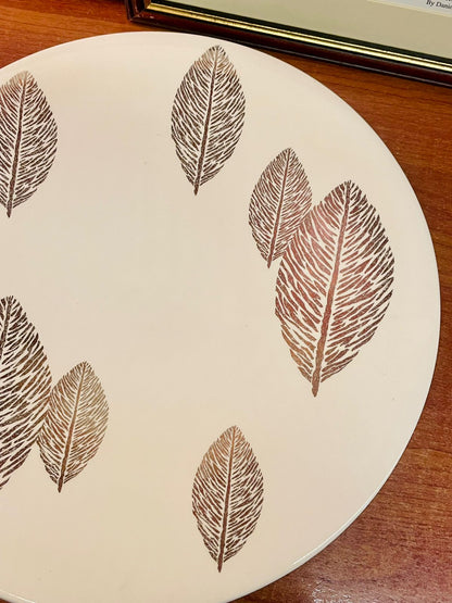 Large Portugal Ceramic Platter – Oven Safe, Modern Leaf Print Platter