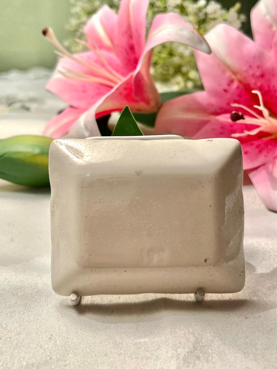 Silver-Tone Rectangular Decorative Trinket Dish – Approx. 4 Inch