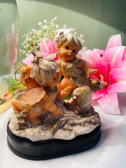 Decorative Two Fairy Children Figurine with Wings Approx. 14 cm