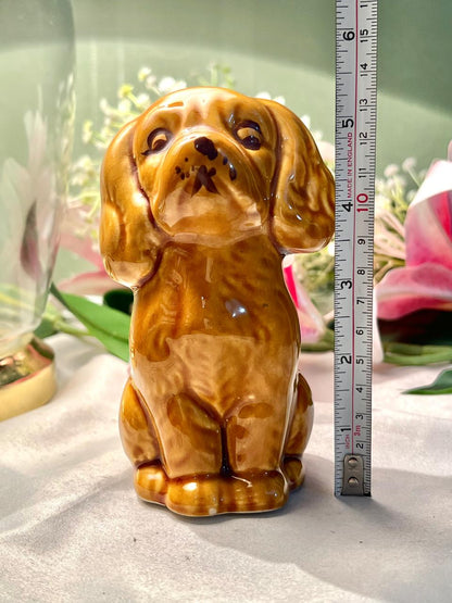 Brown Dog Ceramic Figurine Glossy Finish 13cm - 1 Piece
