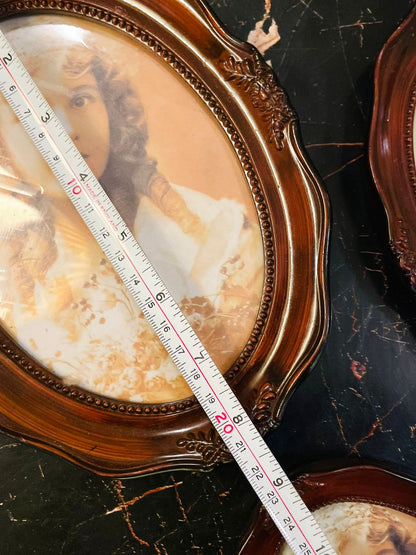 Set of 3 Vintage Oval Girl Portrait Wall Frames