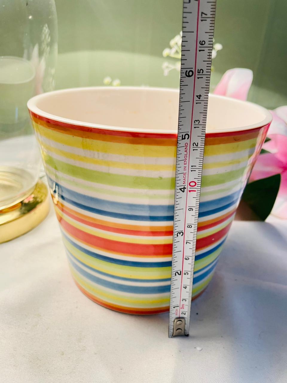 IKEA Multicolour Striped Ceramic Planter 5.25 in