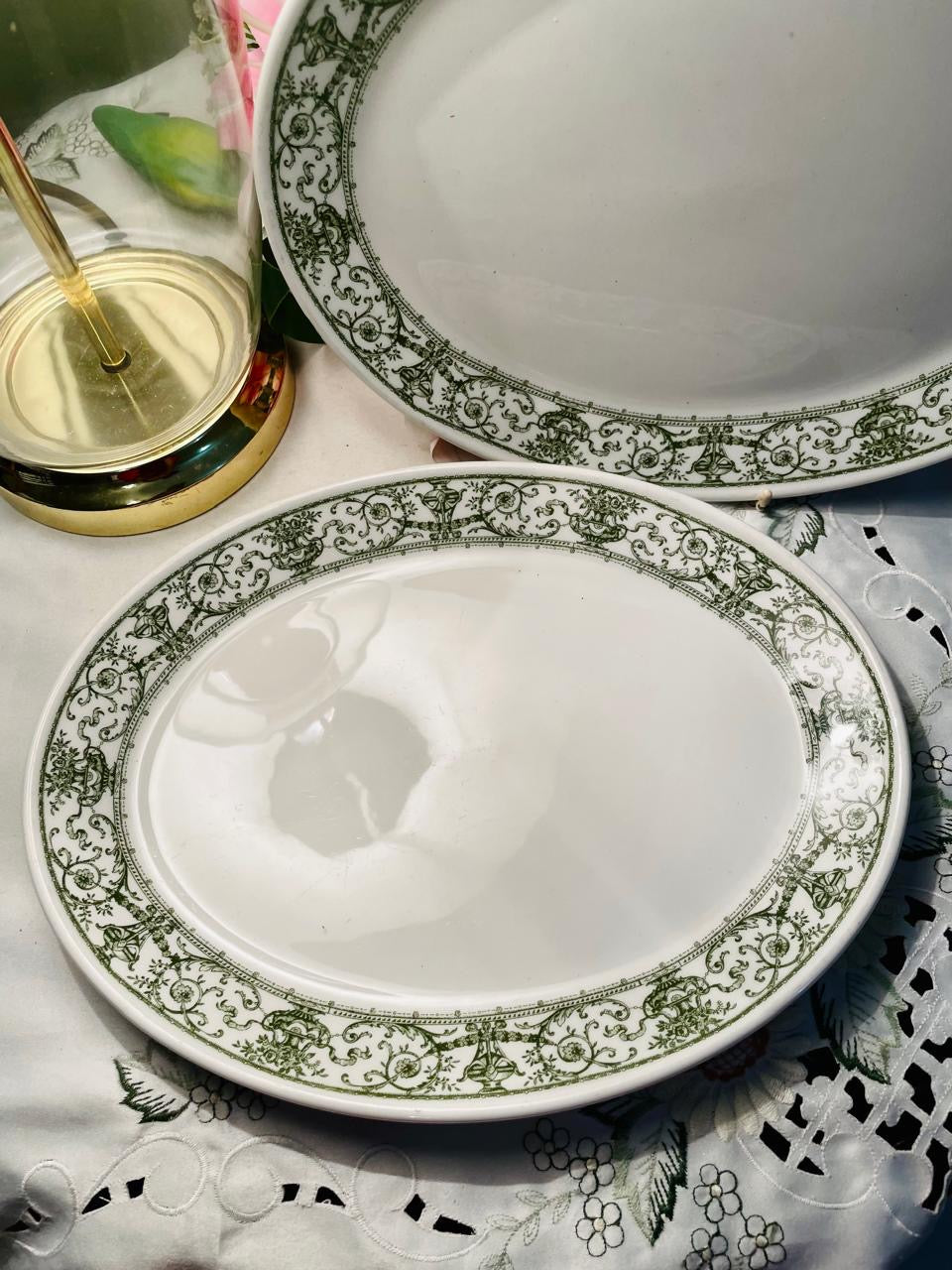 Steelite England Green Ornate Dinner Plates Set of 2 28 cm