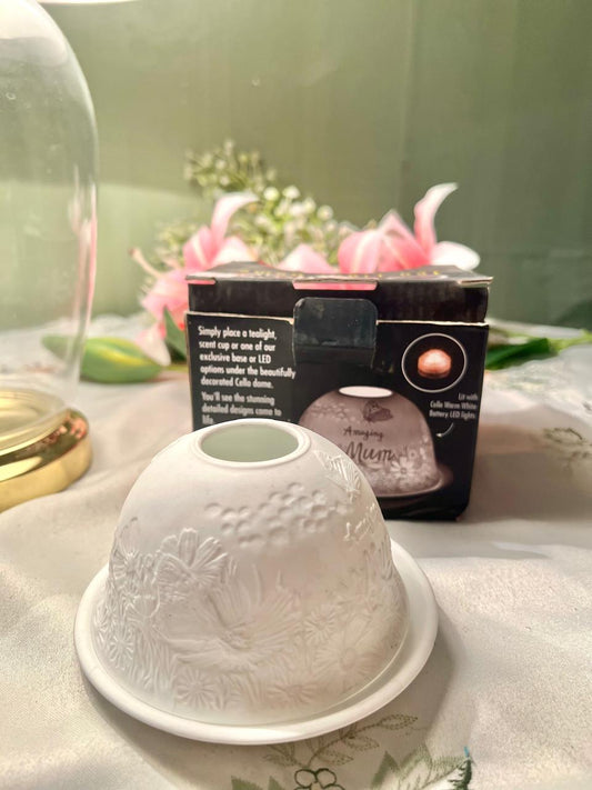 White Floral Butterfly Candle Holder – Approx. 3.5 Inch