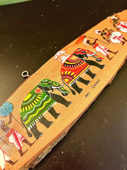 Sri Lanka Elephant Wall Decor Plaque 16 Inch Folk Art