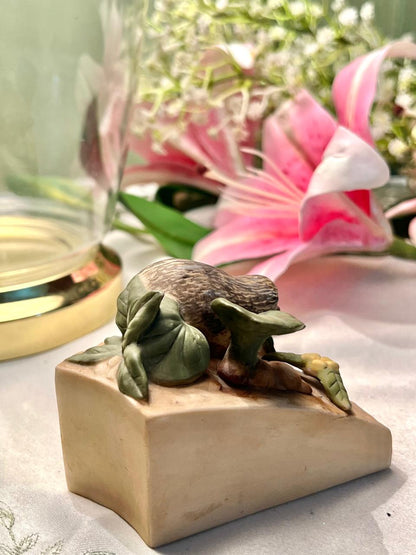 Hedgehog Garden Figurine with Leaves 7cm - 1 Piece