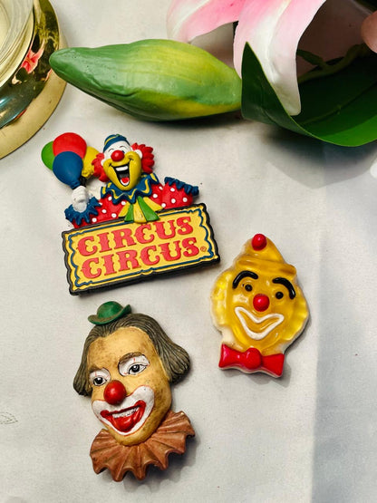 Circus Clown Magnets Pieces Set of 3
