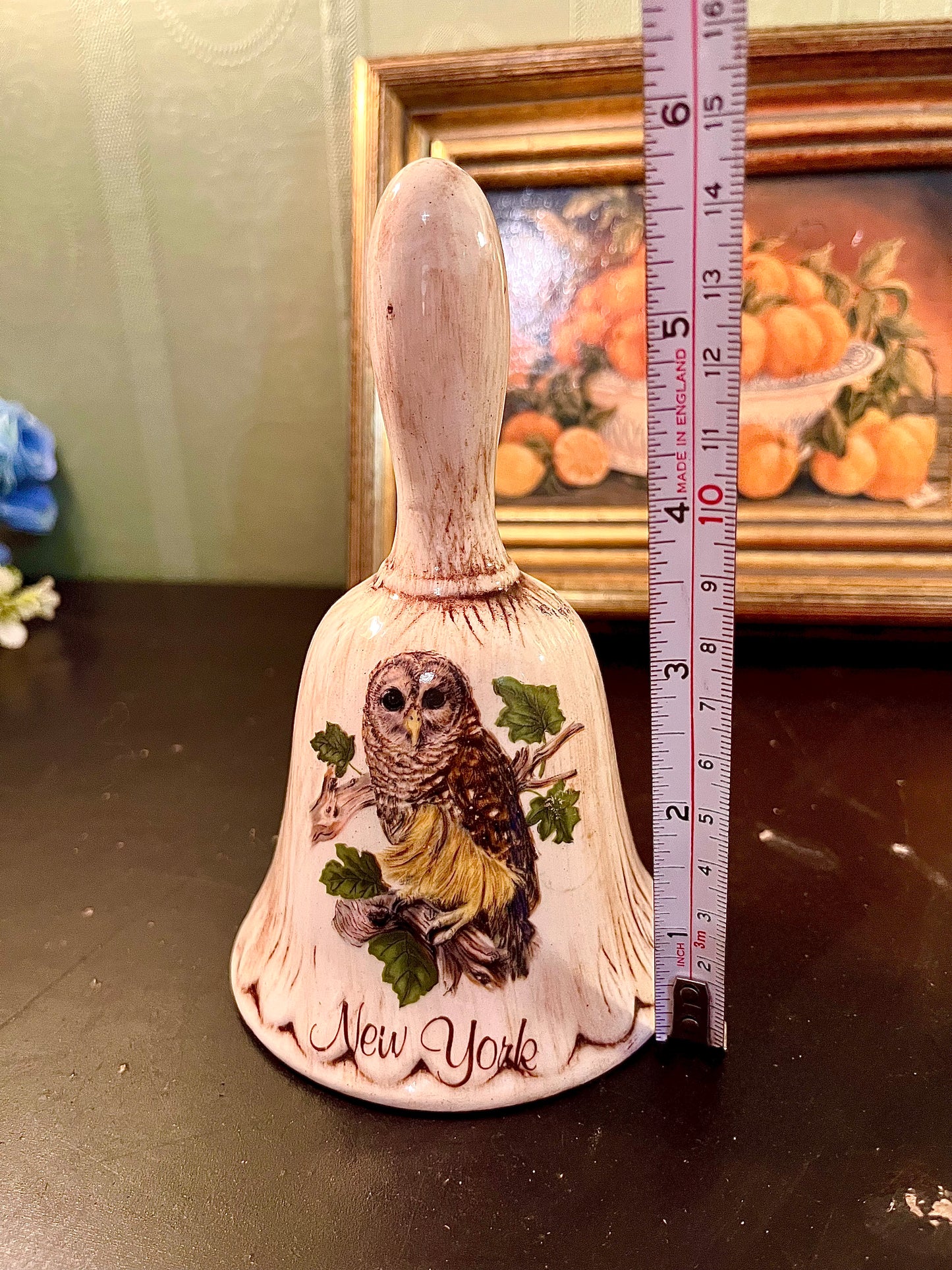 New York Owl Ceramic Hand Bell – Woodland Souvenir Ornament