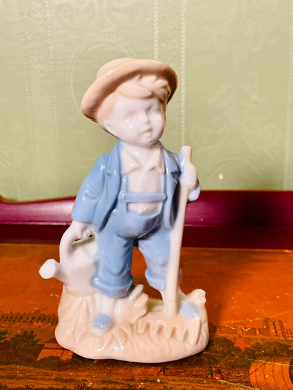 Vintage Porcelain Gardener Boy Figurine 5 Inch