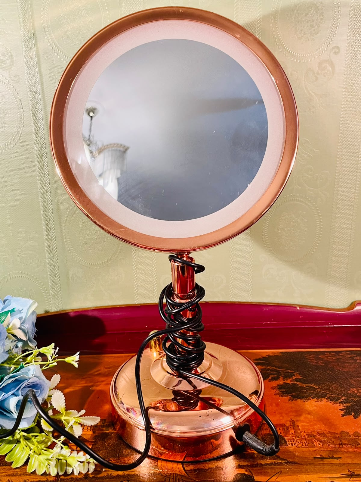 Rose Gold Lighted Vanity Mirror – 12 Inch