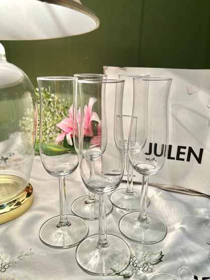 Tall Clear Crystal Champagne Flutes Set of 5 – 9 Inch - with box