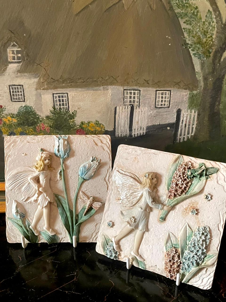 fairy wall art, 3d relief plaque, cottagecore wall decor, floral fairy artwork, vintage home decor pakistan, european vintage decor, handcrafted art tiles, fairy garden wall decor, sunset kitchen decor, collectible wall plaque