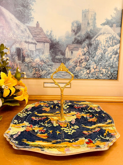 Vintage Pekin Hand Painted Cake Stand England