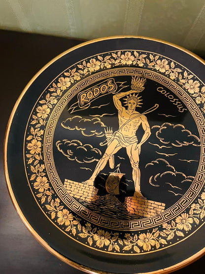 Vintage Rhodes Colossus 24K Gold Greek Plate 9.5"