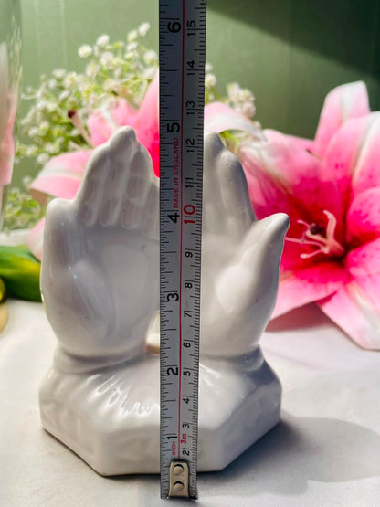 White Ceramic Praying Hands Ornament Approx. 12 cm