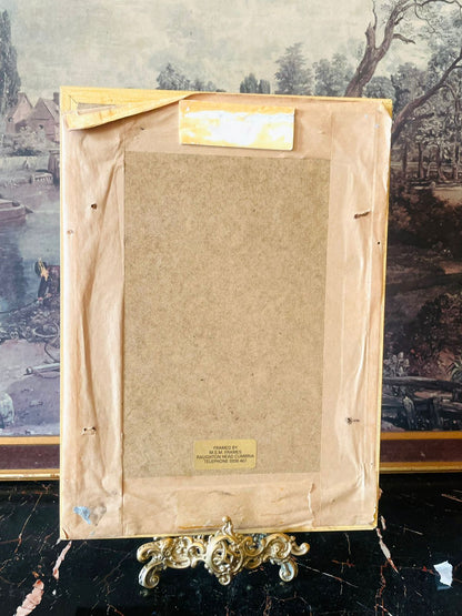 Pair of Vintage White Bird & Peacock Prints – Bamboo Style Frames (England)