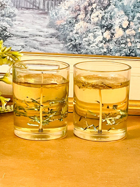 Set of 2 Gel Wax Glass Candles Decorative Home Accent