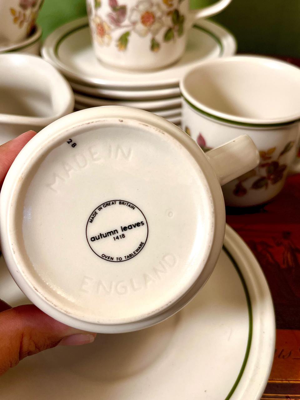 Marks Spencer Autumn Leaves England 14 Piece Tea Set | Oven to Tableware