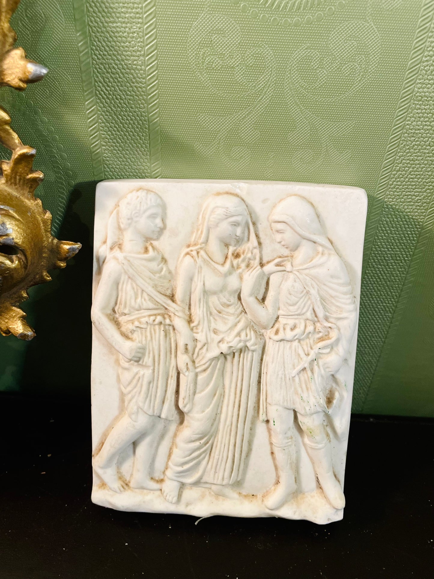Vintage Greek Style Relief Wall Plaque 6 Inch