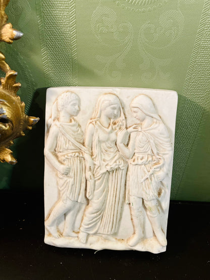 Vintage Greek Style Relief Wall Plaque 6 Inch