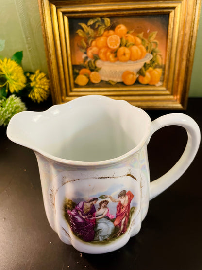 Vintage Porcelain Courting Scene Pitcher – 16 cm