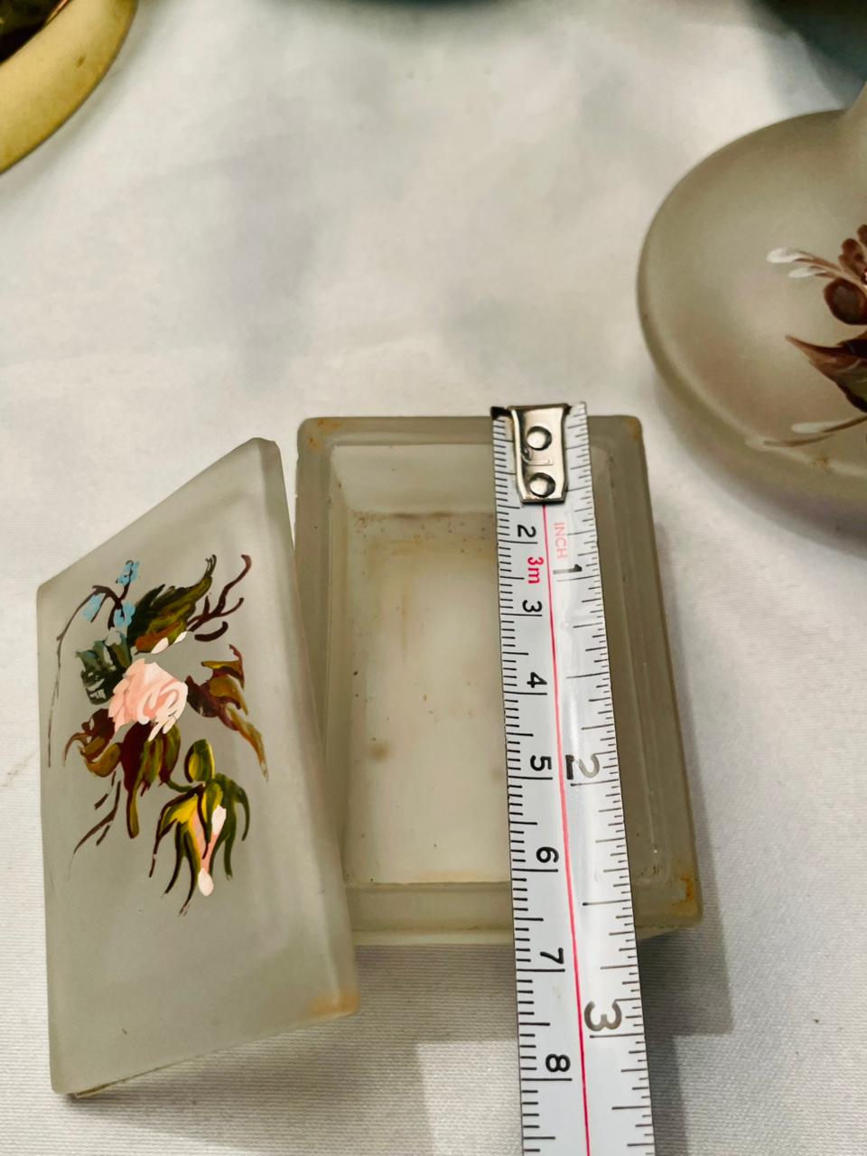 Vintage Crystal Floral Vase & Trinket Box 2-Piece Set