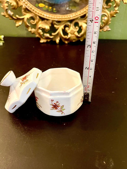 Vintage Floral Ceramic Trinket Box with Lid
