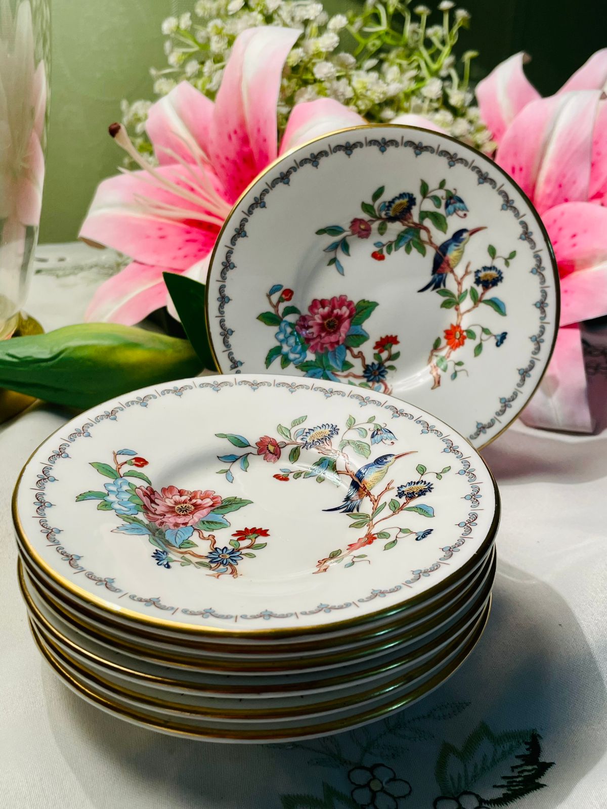 Aynsley Pembroke Fine Bone China Side Plates Set of 7 – Made in England 14 cm