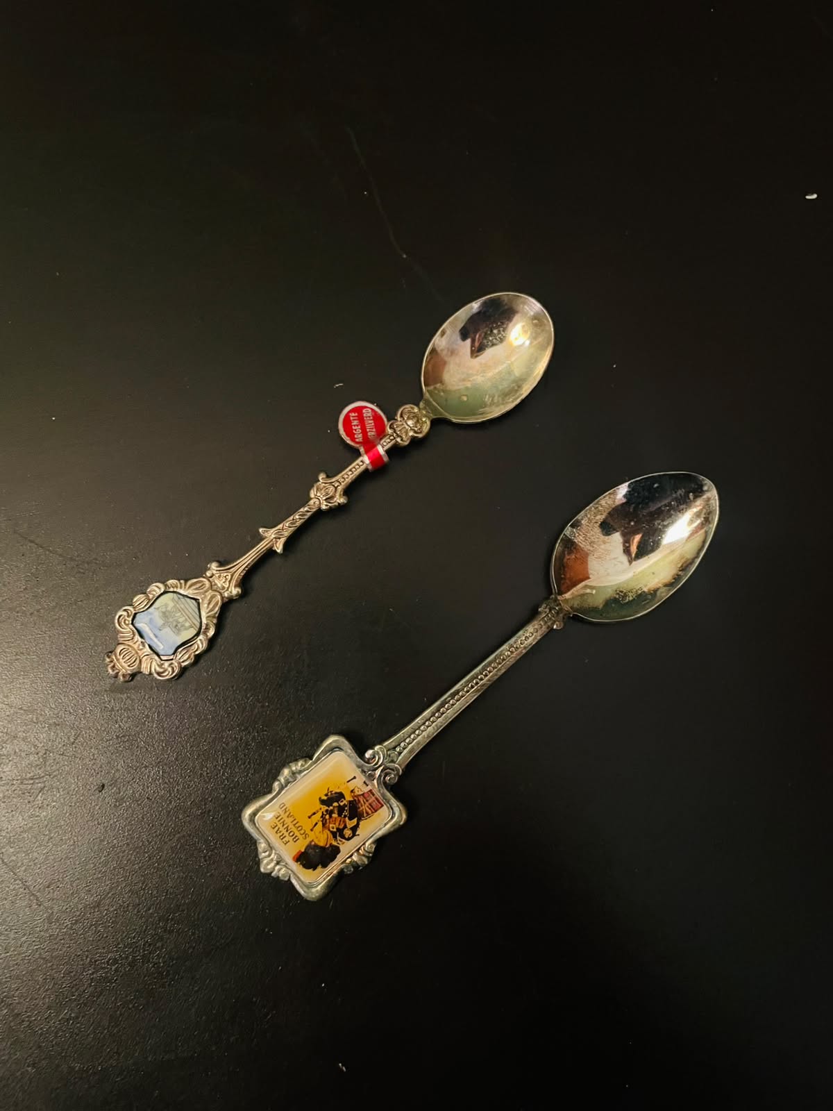 Vintage Silver Plated Souvenir Spoon Set of 2