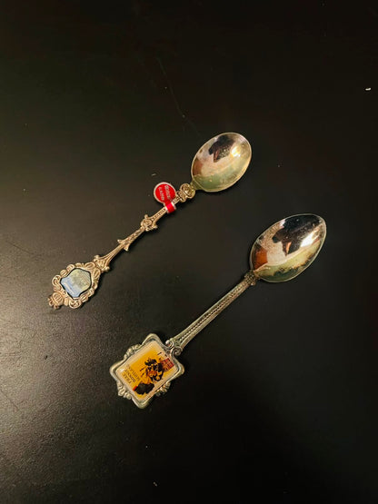 Vintage Silver Plated Souvenir Spoon Set of 2