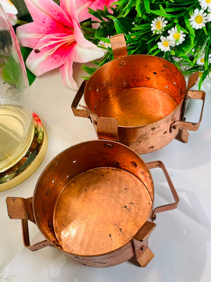 Copper-Tone Decorative Metal Pots – 2 Pieces, 13 cm