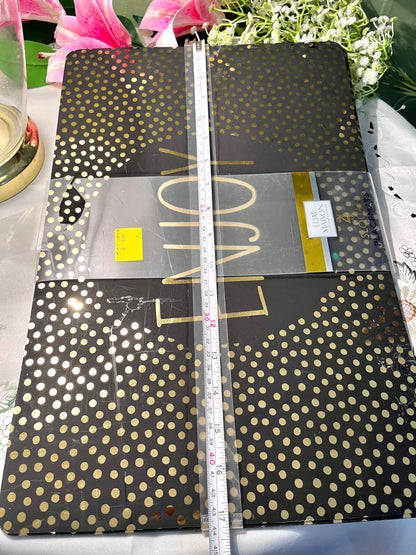Luxe Maison Black & Gold Placemats 4-Piece Set 17 Inch