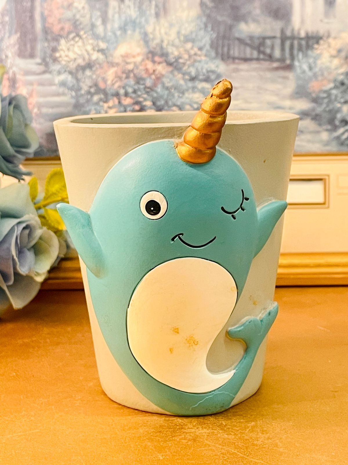 Cute Narwhal Planter Ceramic Kids Animal Plant Pot